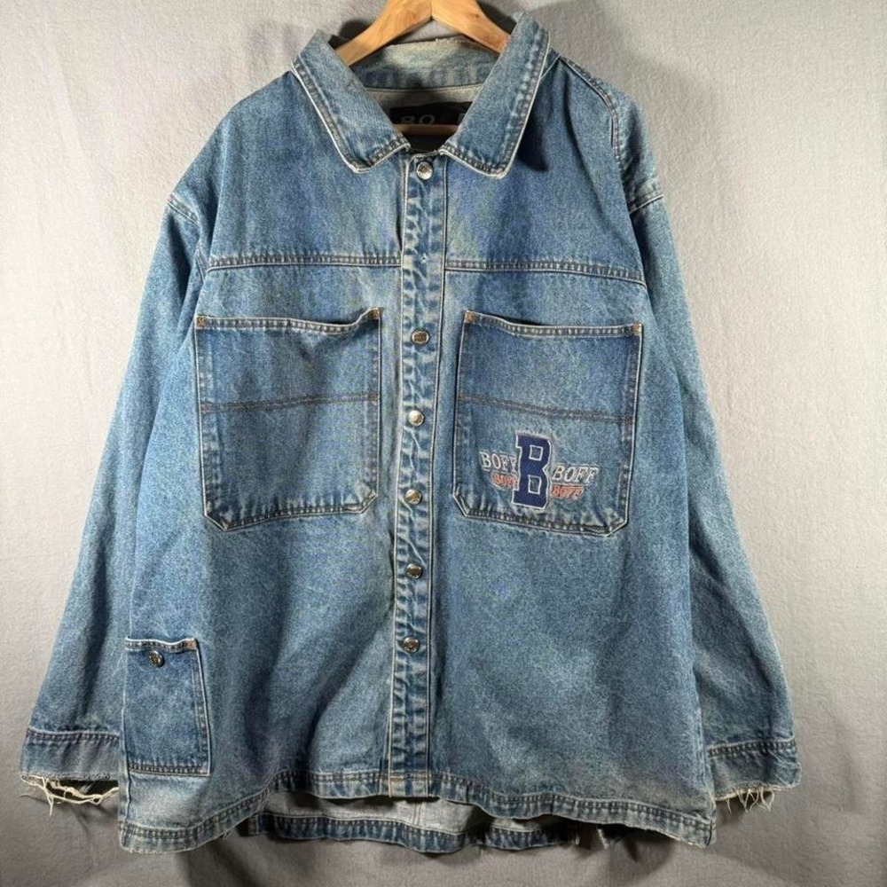 Vintage Y2K Boff Blue Jean Denim Chore Jacket Baggy Skater Streetwear Hip Hop